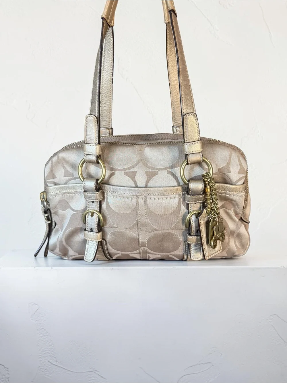 Coach Y2K Sig Bonnie Satchel in Champagne/Gold